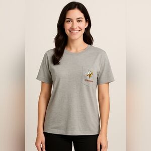 Minnesota Vikings Women’s XL Pocket Tee Heather Gray NFL Graphic Game Day Top